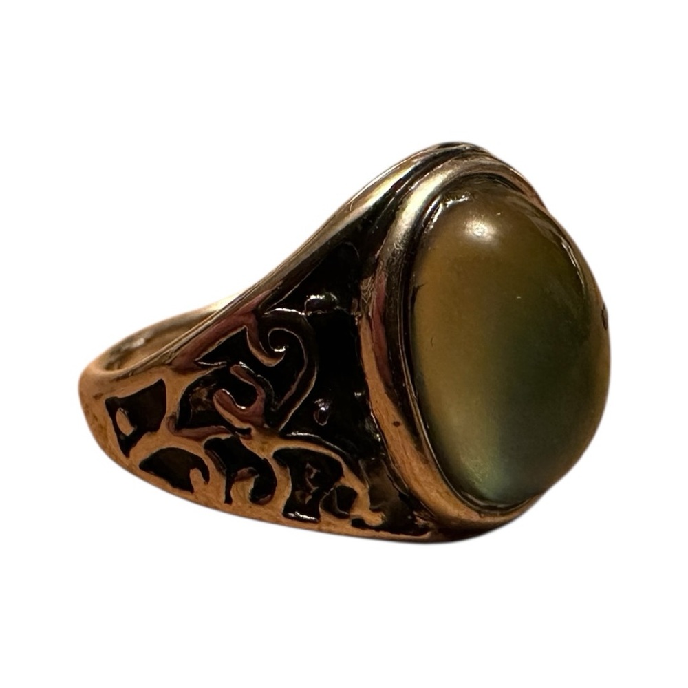 Mood Ring Stone Silver Tone Filigree Scroll Design - Picture 7 of 7